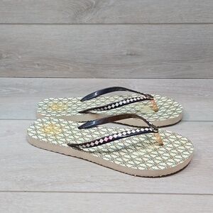 Tory Burch Womens Thinn Logo Thong Beach Sandals Flip Flop shoes sz 10-11
